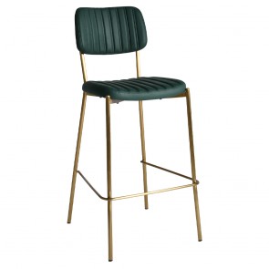 Amalia Bar Stool Brass Steel Legs with Padded Seat 77cm