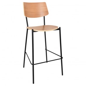 Andrea Black Frame Bar Stool with Footrest 75cm