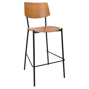 Vera Black Frame Bar Stool with Footrest 75cm