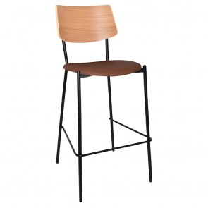 Andrea Black Frame Bar Stool with Padded Seat 77cm