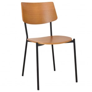 Andrea Black Frame Dining Chair - Light Oak
