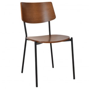 Andrea Black Frame Dining Chair - Light Walnut