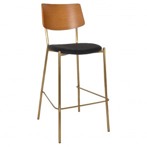 Vera Brass Frame Bar Stool with Padded Seat 77cm