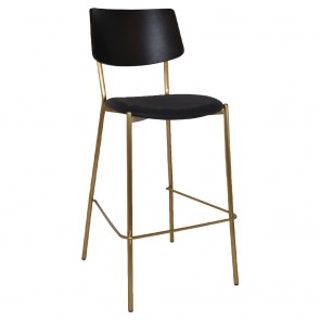 Andrea Brass Frame Bar Stool with Padded Seat 77cm