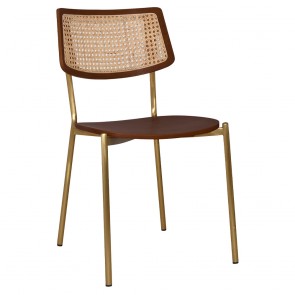 Andrea Rattan Back Brass Frame Dining Chair