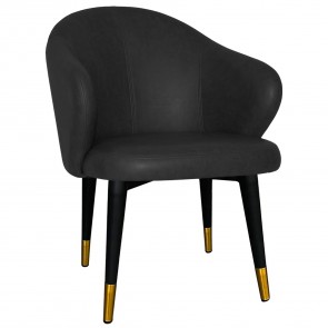 Ariel Arm Chair Black Brass Legs