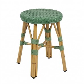 Bastille Outdoor Wicker Low Stool Stackable Olive