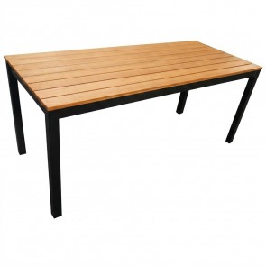 Beer Garden Outdoor Dining Table Ash Wood Top Black Frame