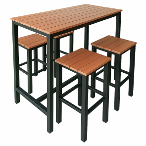 Black Beer Garden Outdoor Bar Table and Stools