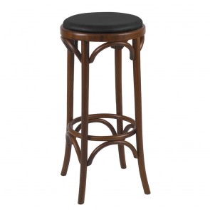 Bentwood Bar Stool with Padded Seat - Walnut