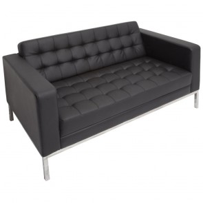 Black Club Sofa Reception Lounge Two Seater