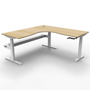 Boost Crank Manual Height Adjustable Corner Workstation With Cable Tray