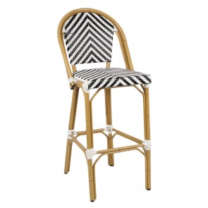 Chevron Parisian Wicker Outdoor Bar Stool 75cm