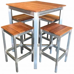 Carita Outdoor Bar Furniture Pub Table and Bar Stools Setting