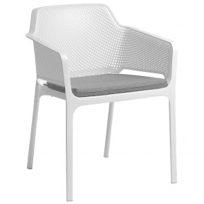 Contemporary Arm Chair - White - Gray Cushion