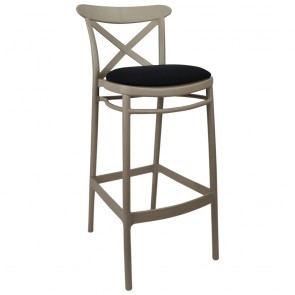 Cross Back Outdoor Bar Stool Upholstered