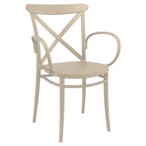 Cross Back Outdoor XL Arm Chair Stackable