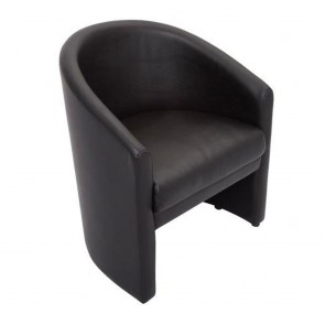 Black Faux Leather Tub Chair