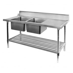 DSBD7-1800L/A Left Inlet Double Sink Dishwasher Bench