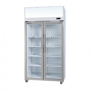 DW963 Skope Top Mount Two Glass Door Upright Merchandiser Refrigerator White