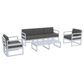 Emera Outdoor Lounge Sofa Set with Cushions and Rectangle Table