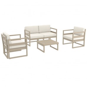 Emera Outdoor Lounge Sofa Set with Cushions and Square Table