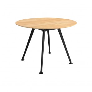 Executive Round Meeting Table Solid Beech Wood Black Legs 