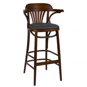 Fan Back Bentwood Bar Stool Upholstered BST-165 78cm