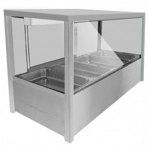 F.E.D BM11SD Heated Wet Six × ½ Pan Bain Marie Angled Countertop Display