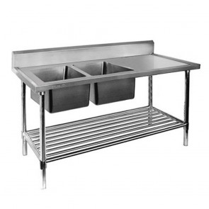 FED Economic 304 Grade SS Left Double Sink Bench 1800x700x900 with two 610x400x250 sinks 1800-7-DSBL