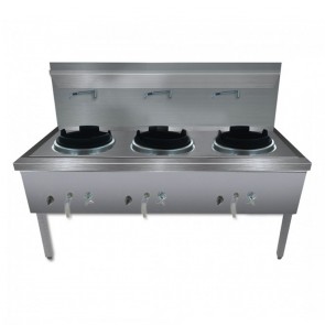 F.E.D Stainless Steel Waterless LPG Gas Triple Wok - WW-3L