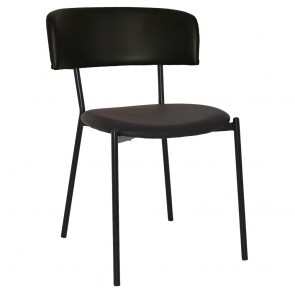 Fior Black Frame Dining Chair Fully Upholstered