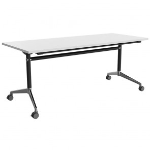 Folding Flip Top Mobile Training Room Table Black Legs