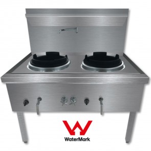 Gasmax Stainless Steel Waterless LPG Double Wok Chimney Burner WW-2LC