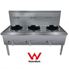 Gasmax Stainless Steel Waterless Natural Gas Triple Wok Chimney Burner WW-3NC