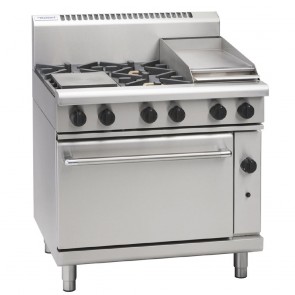 GE869-N Waldorf 900mm Gas Static Range with 4x Burners & 300mm Griddle - Natural Gas