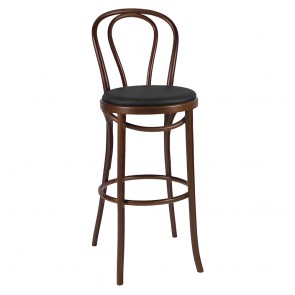 Genuine No 18 Bentwood Bar Stool with Back and Padded Seat 78cm