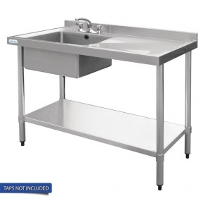 HC915 Vogue Single Bowl Sink R/H Drainer - 1200mm x 700mm (90mm Drain)