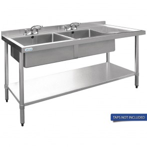 HC916 Vogue Double Bowl Sink R/H Drainer - 1500mm x 700mm (90mm Drain)