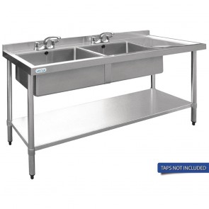 HC919 Vogue Double Bowl Sink R/H Drainer - 1800mm x 700mm (90mm Drain)