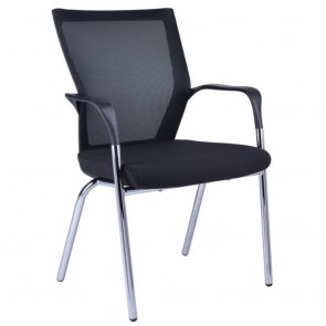 HD PU Seat Visitor Waiting Chair Chrome Legs