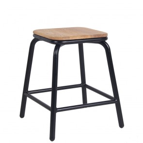 Industrial Stool Wooden Seat