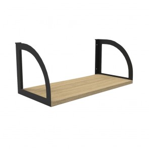 Oak Workstation Shelf Black Bracket