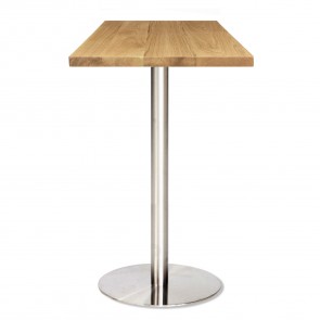 Jaquelina Dry Bar Oak Table Solid Timber Top Stainless Steel Base