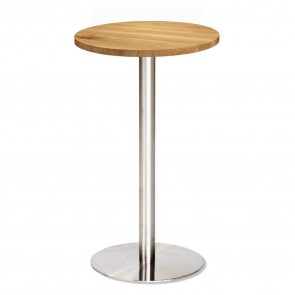 Jaquelina Wood Oak Dry Bar Table Stainless Steel Base