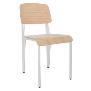 Jean Prouvé Standard Chair Replica Black Frame Oak Seat