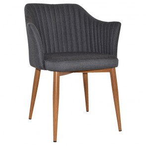 Lavinia Occasional Arm Chair Slim Light Oak Steel Legs
