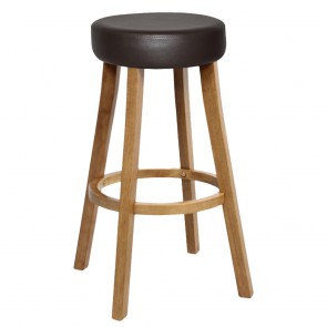 Lucia Classic Wooden Bar Stool Round Fully Upholstered 75cm