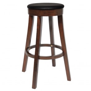 Lucia Classic Wooden Bar Stool Round Upholstered 75cm