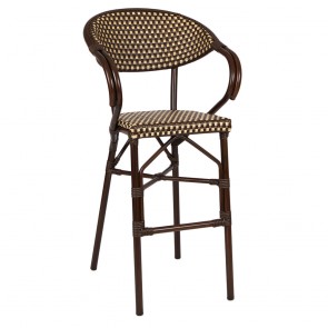 Lyon Wicker Outdoor Bar Stool with Curved Backrest 75cm